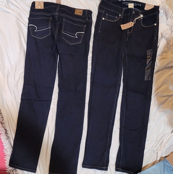 2 PAIRS NWT AMERICAN EAGLE SKINNY JEANS DARK WASH - Picture 2 of 11